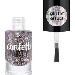 essence Über- Und Unterlack>confetti PARTY transforming top coat