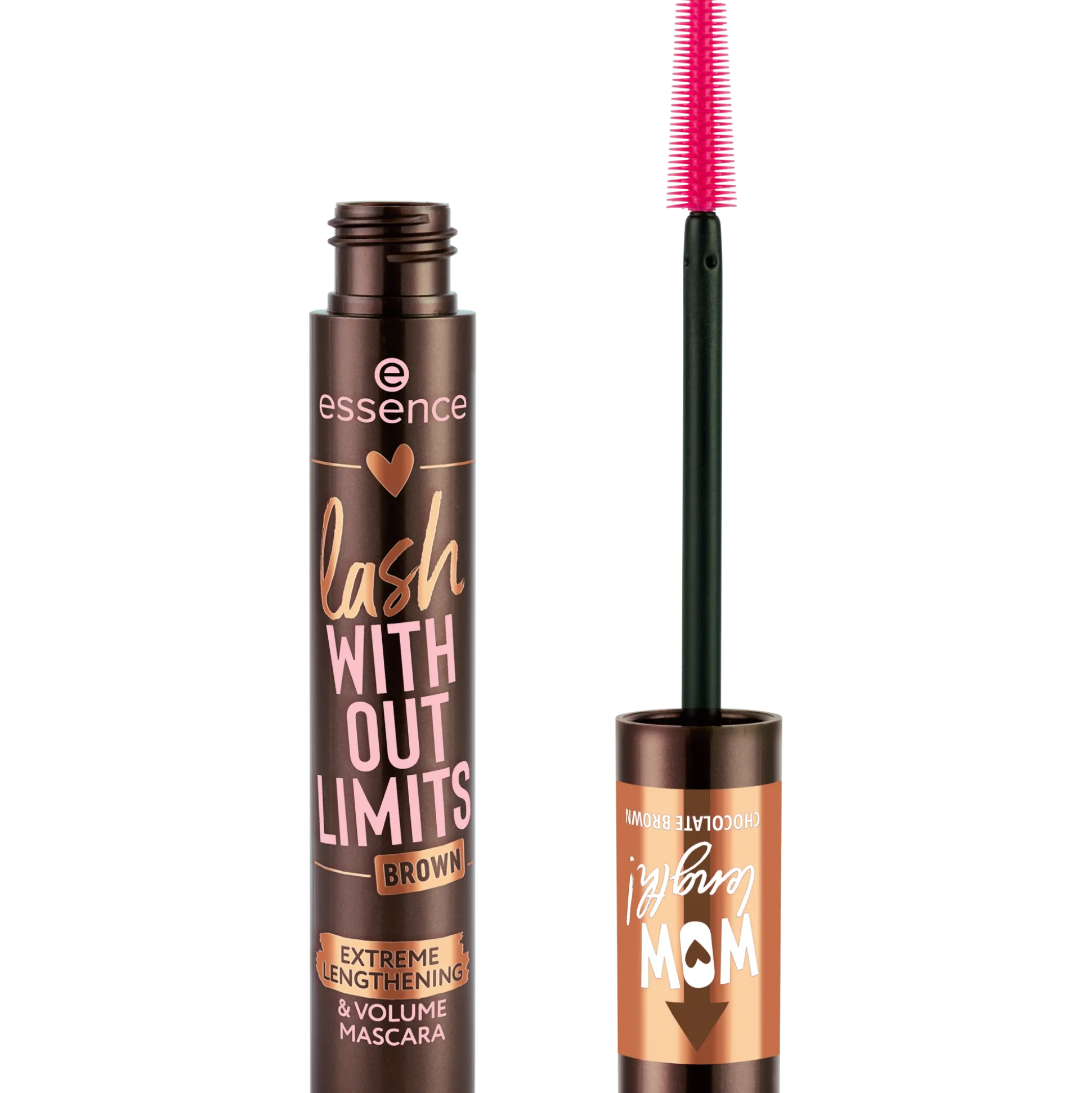 essence Mascara>LOVE IT A CHOCO' LOT! lash WITHOUT LIMITS BROWN EXTREME LENGTHENING & VOLUME MASCARA