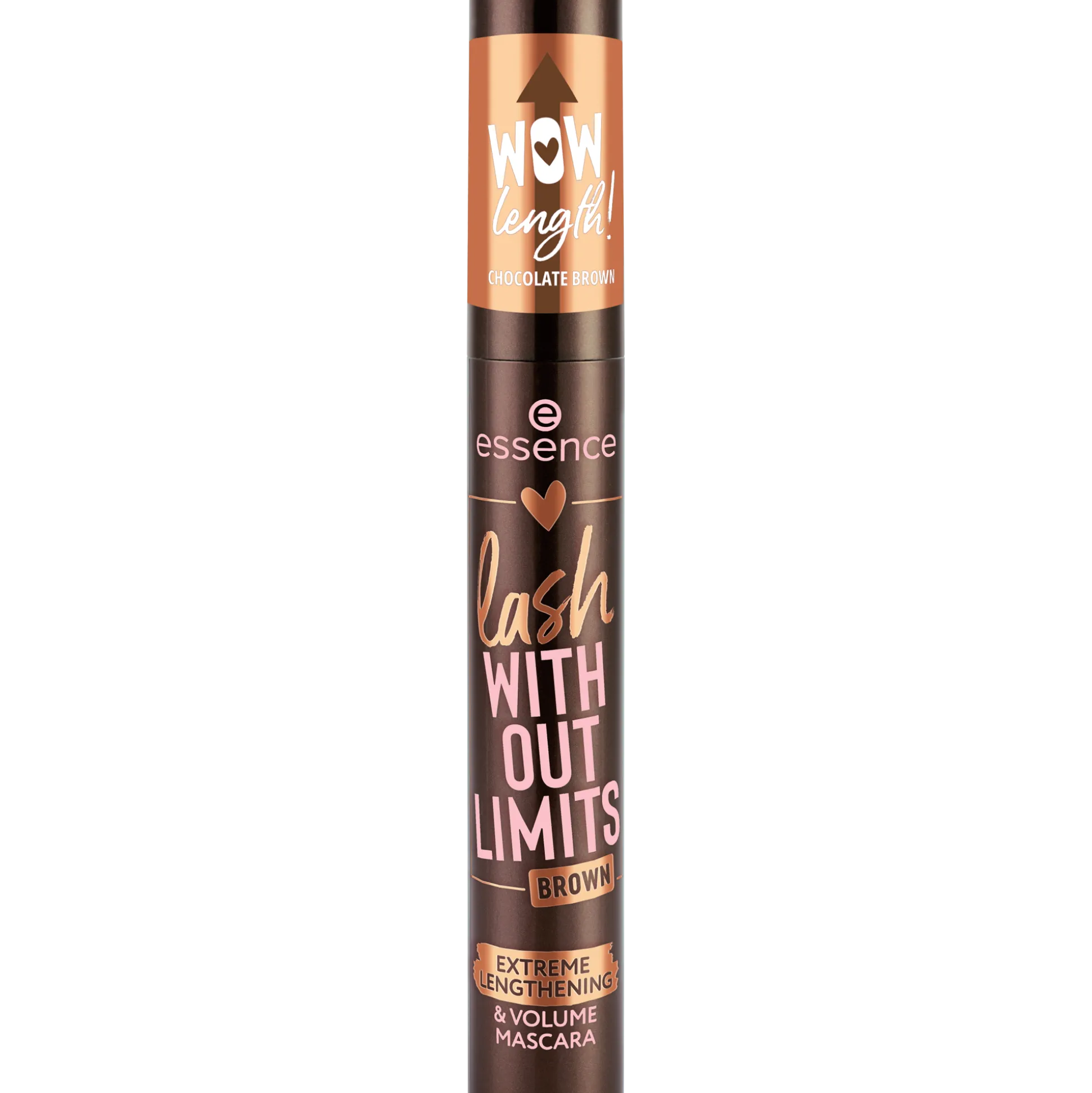 essence Mascara>LOVE IT A CHOCO' LOT! lash WITHOUT LIMITS BROWN EXTREME LENGTHENING & VOLUME MASCARA